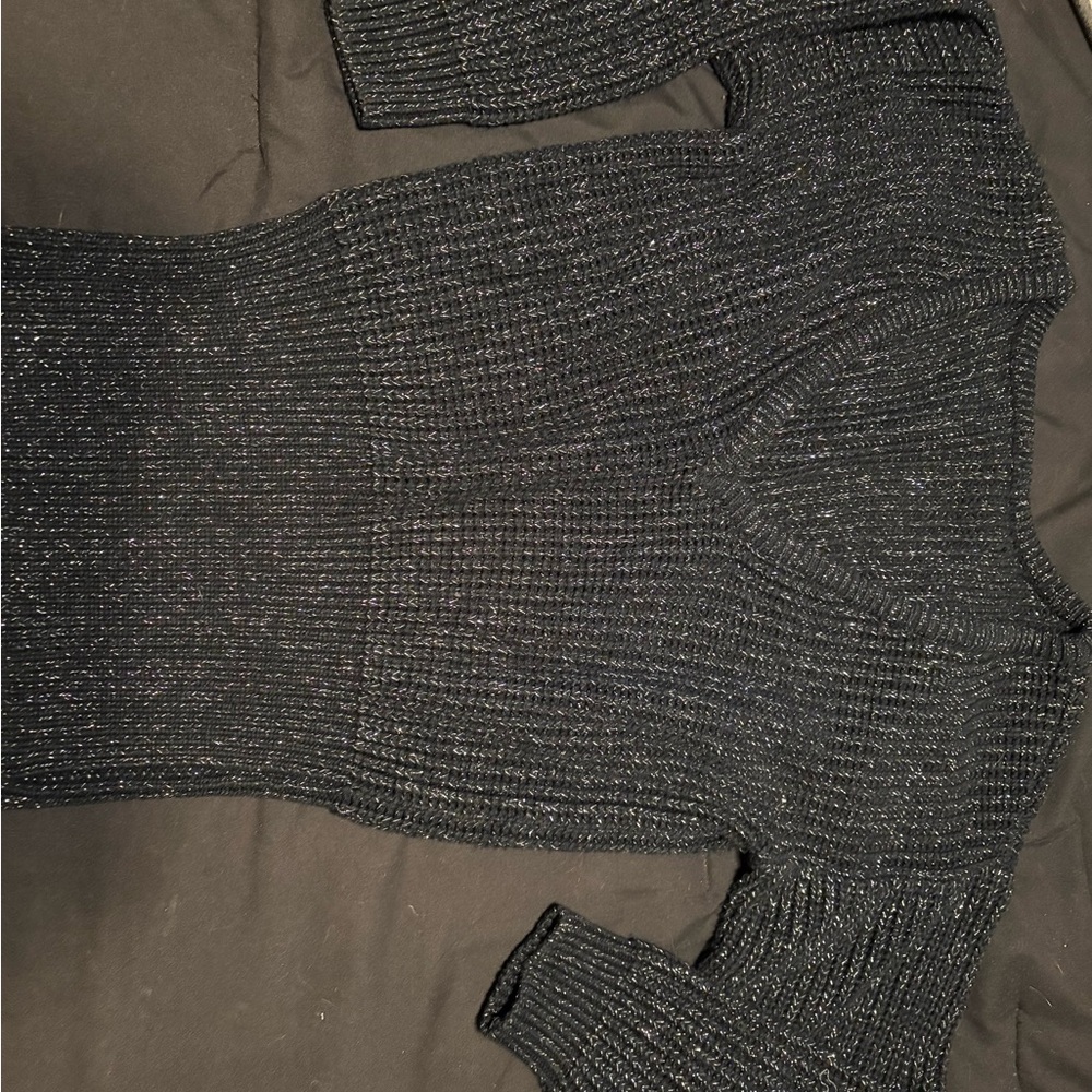 Black Ribbed Knit Sweater